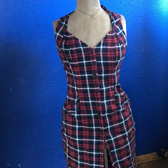 all saints red tartan dress